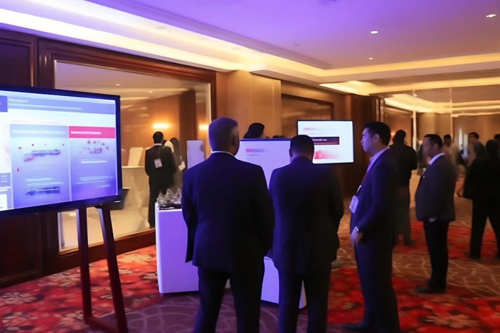 People standing at the entrance of award function