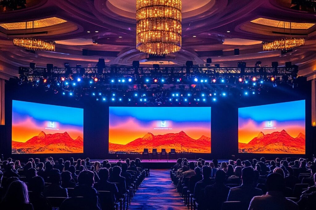 big stage with big screens for award functions